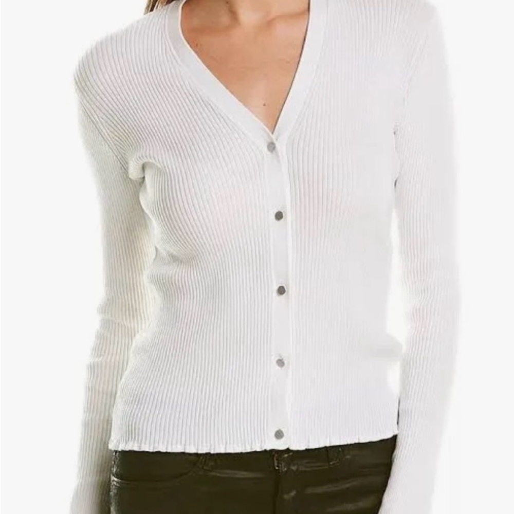 Vince 100% cotton V-neck trim fit cardigan sweater